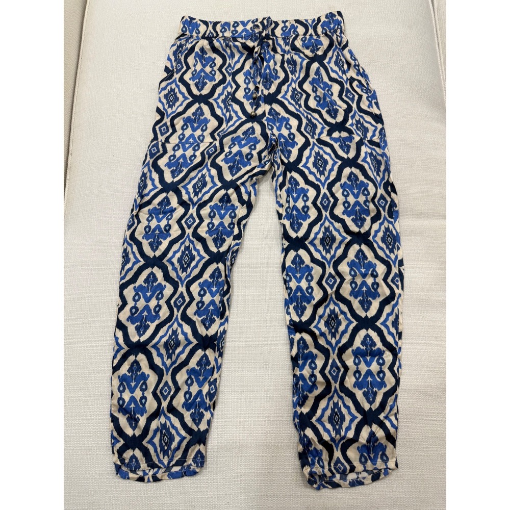 Zara Blue and White Patterned Jogger Pants